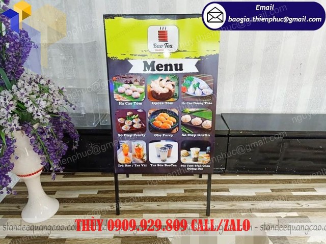 standee in menu quảng cáo