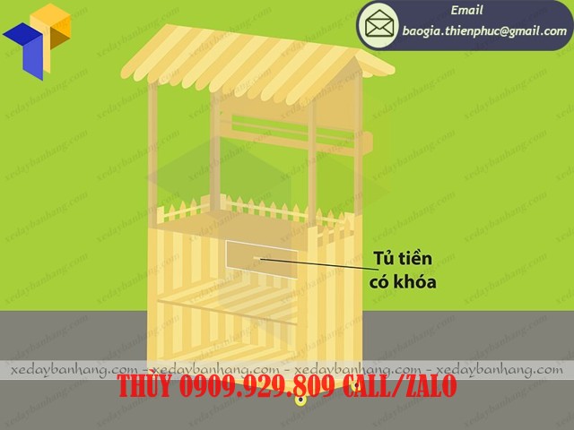 xe gỗ bán cà phê