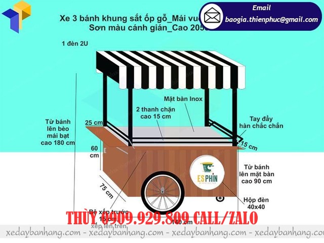thiết kế xe ba bánh bán cà phê