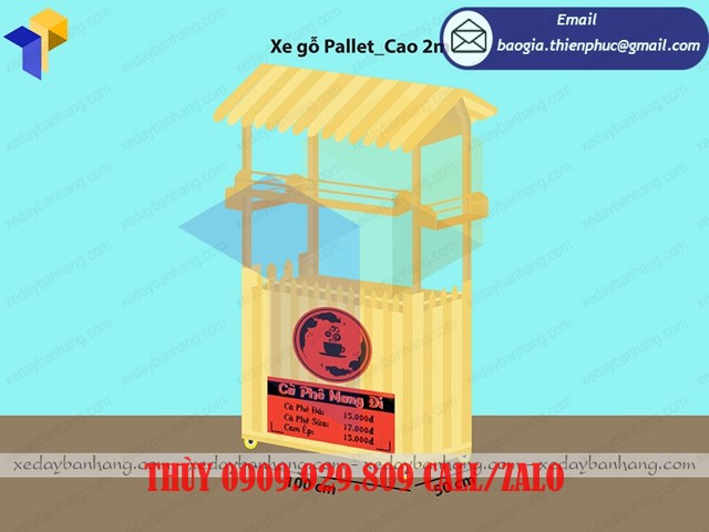 thiết kế xe gỗ trà sữa