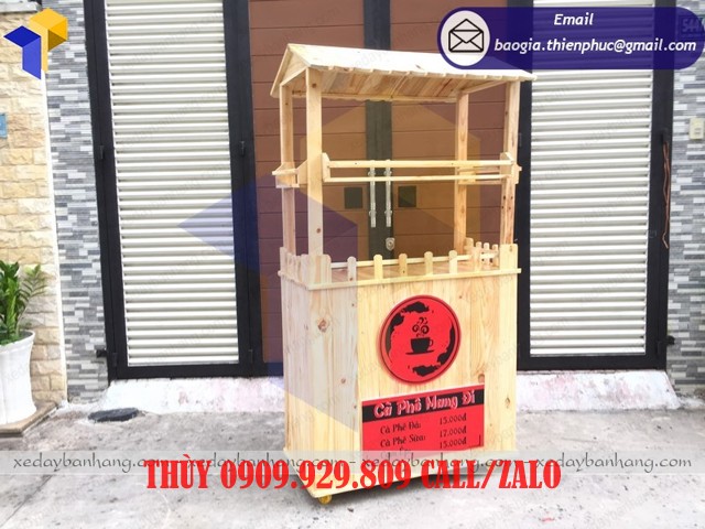 tủ gỗ bán cà phê mang đi