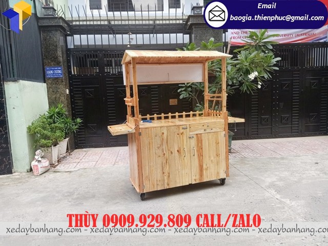 quầy tủ gỗ bán trà sữa