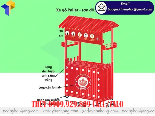 xe gỗ bán coffee