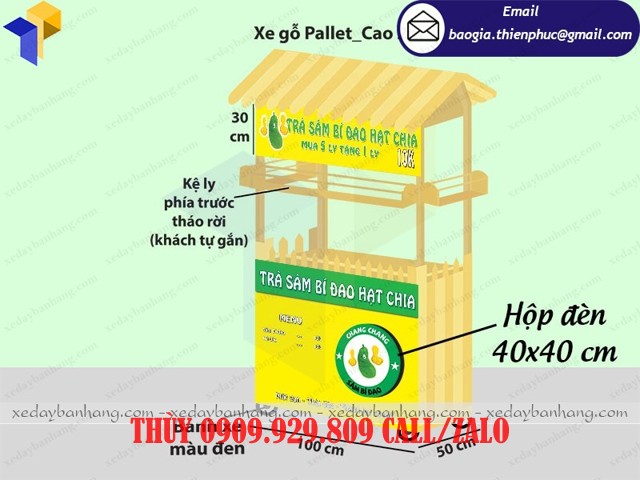 thiết kế xe gỗ bán trà bí đao