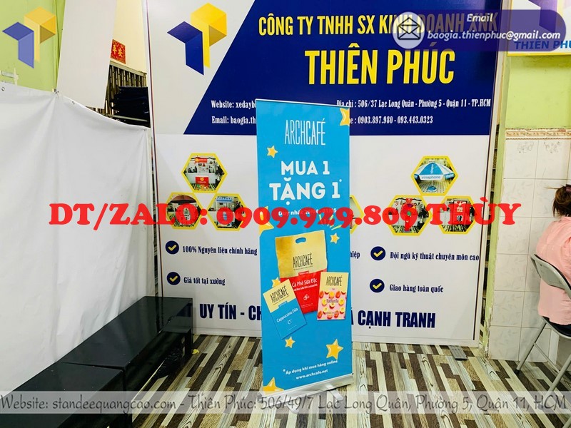 Chân standee cuốn nhôm cao cấp