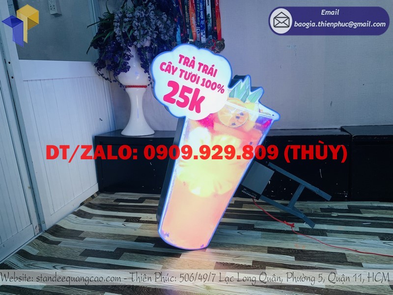 hộp đèn hình ly trà trái cây dạng treo