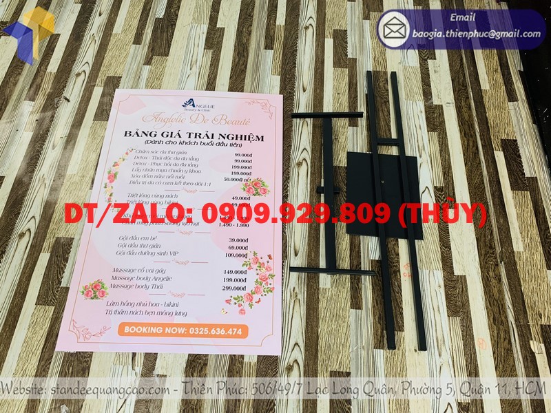 khung standee chữ H để menu gấp gọn