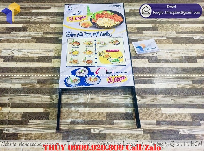 standee khung chữ a thiết kế menu xếp gọn