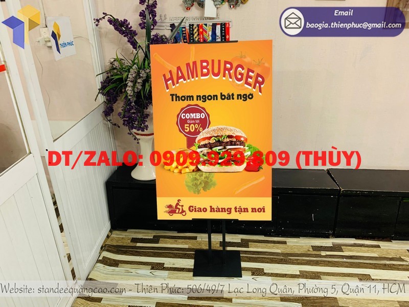 Standee menu chữ H quảng cáo quán ăn