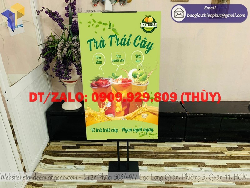 Standee menu chữ H quảng cáo quán nước