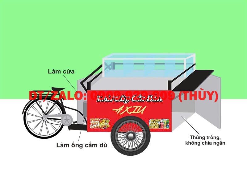 xe đạp bán trái cây cắt sẵn lưu động